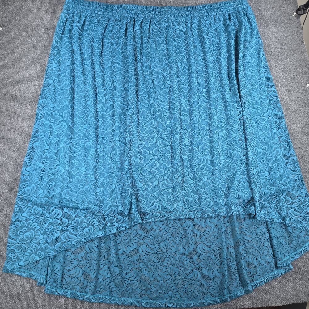 Roaman's 5X 38/40 Blue Lace Maxi Skirt Elastic Waist Plus Size Lined Floral